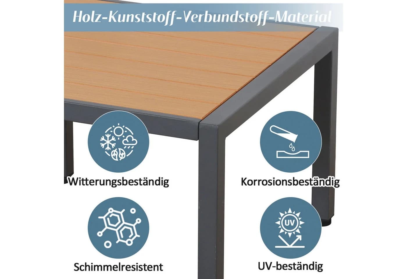 Celya Gartenlounge-Set 4-tlg. Grau/Schwarz mit Sofa, Beistelltisch & Couchtisch - Bild 5