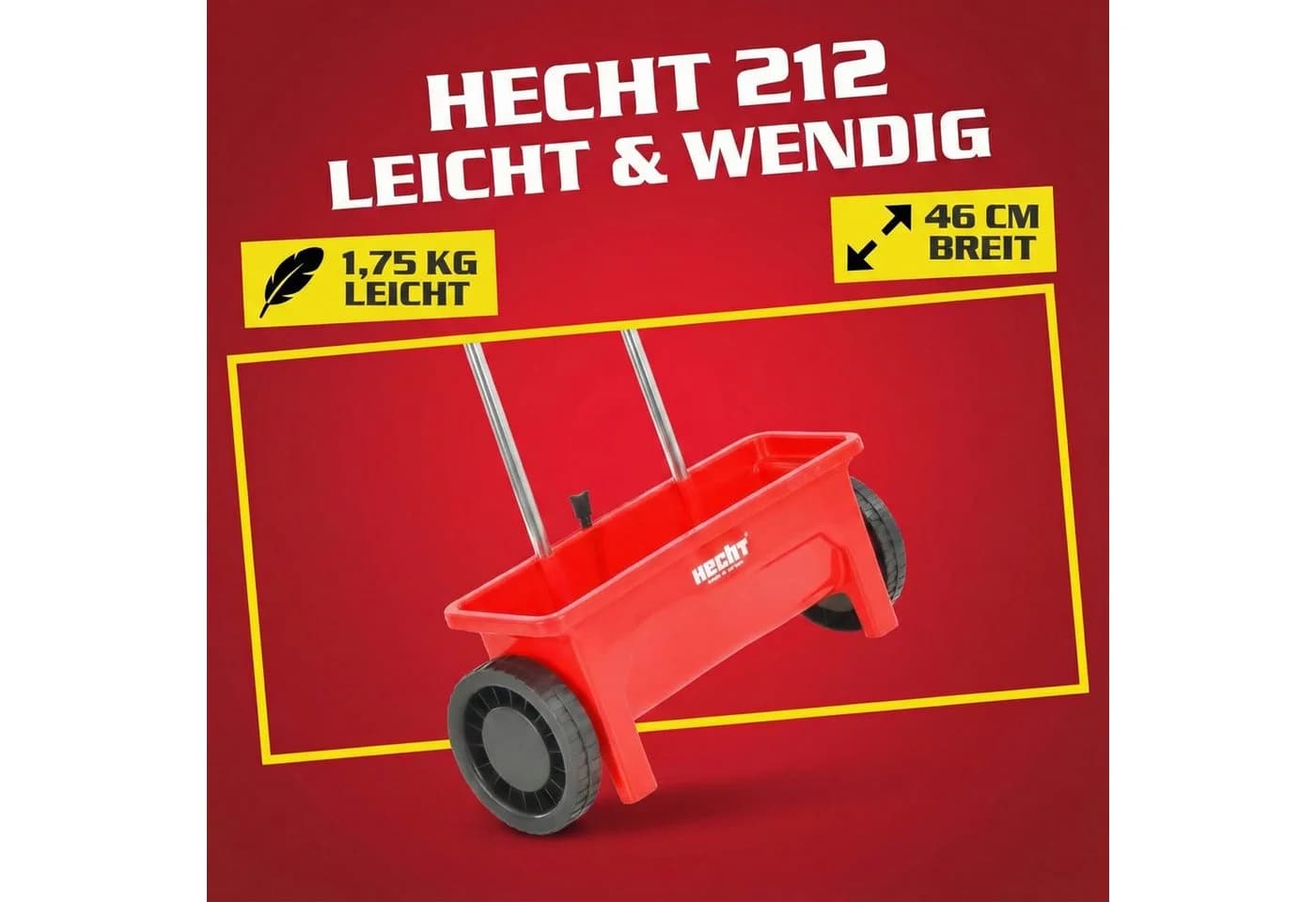 Hecht Streuwagen 212 Universal Salzstreuer Düngerstreuer 46 cm Arbeitsbreite 12 l Füllmenge