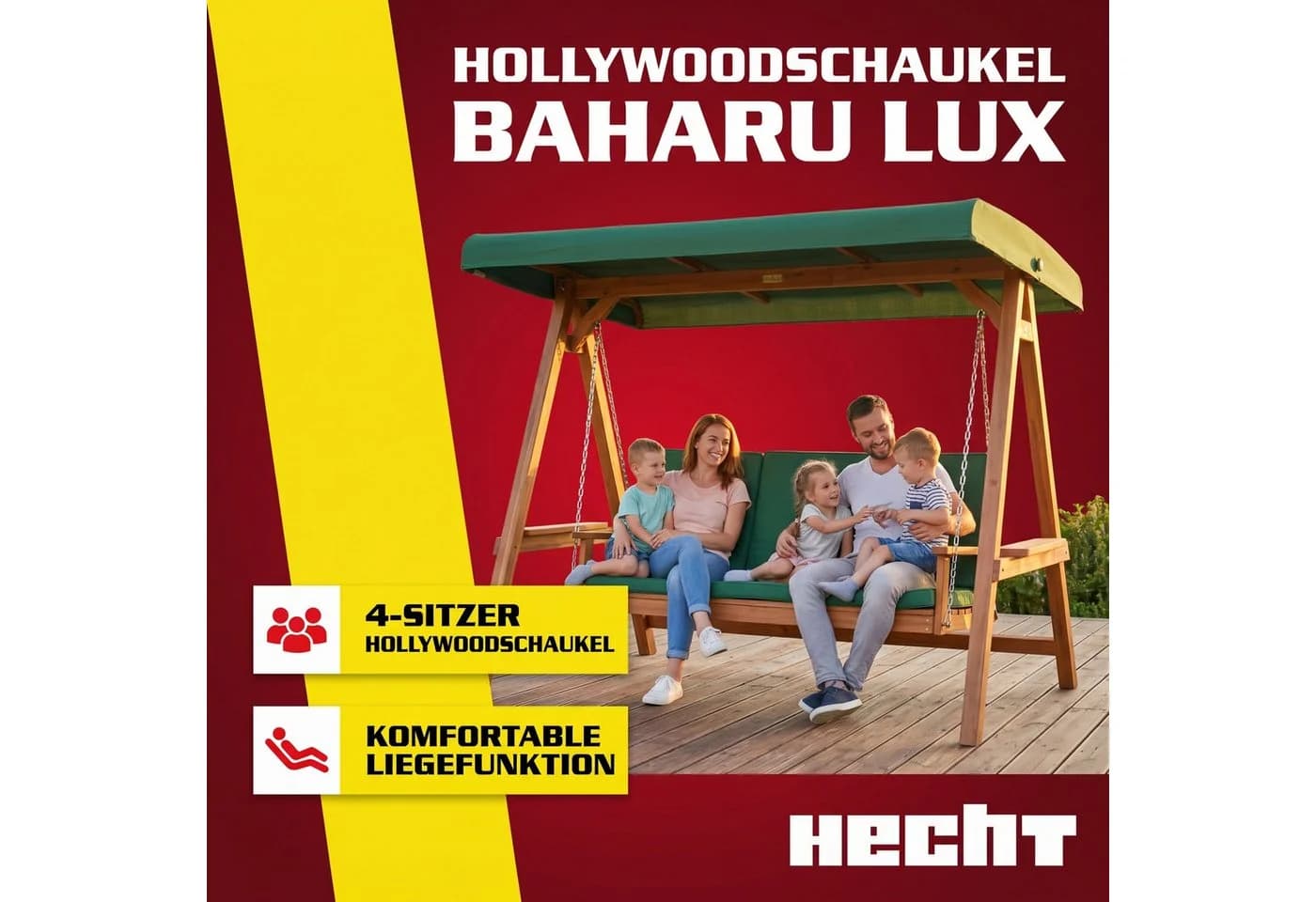 Hecht Hollywoodschaukel Baharu Lux 4-Sitzer Merantiholz