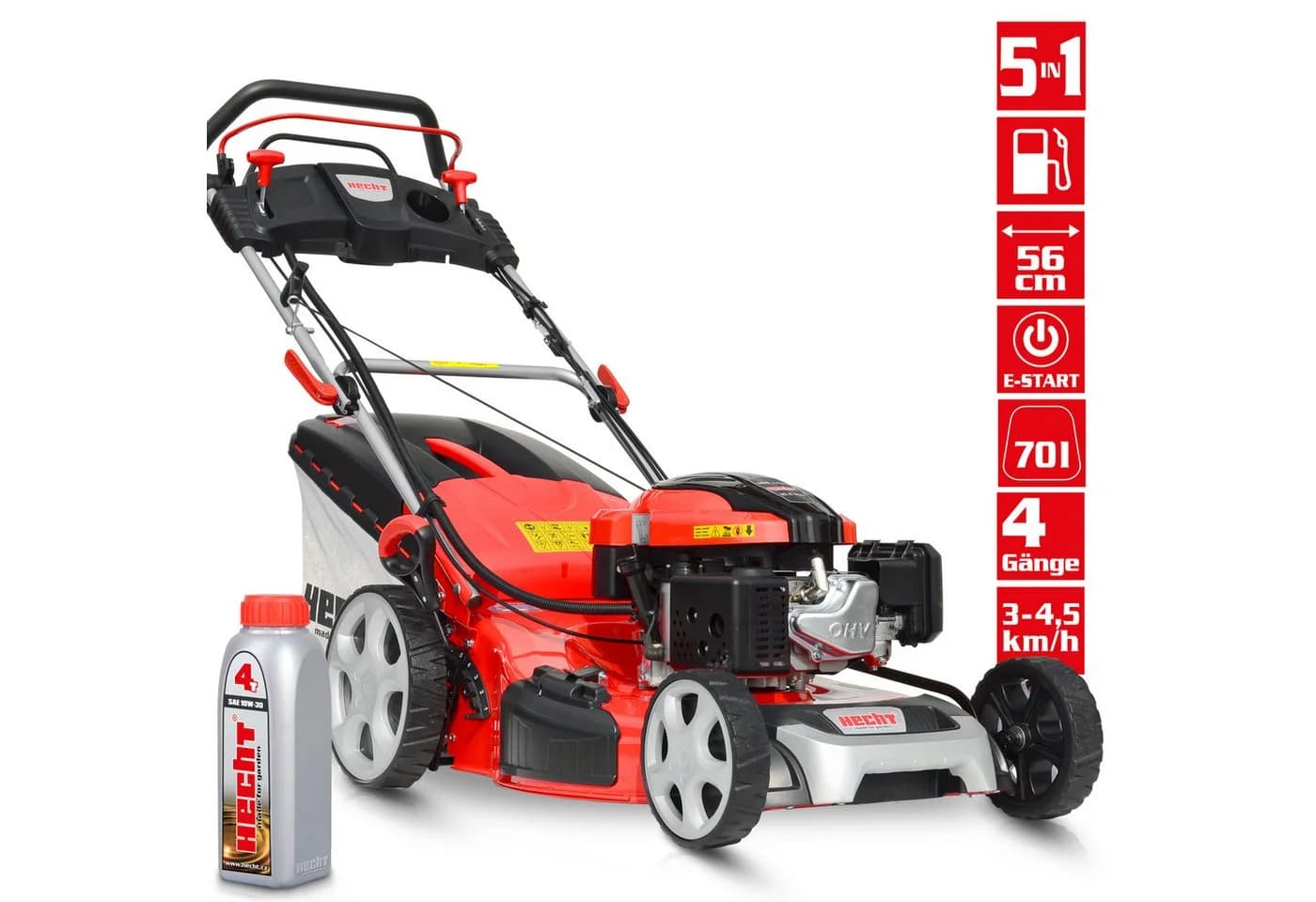 Hecht Benzinrasenmäher 5564 SXE mit Elektrostart und Mulchkit