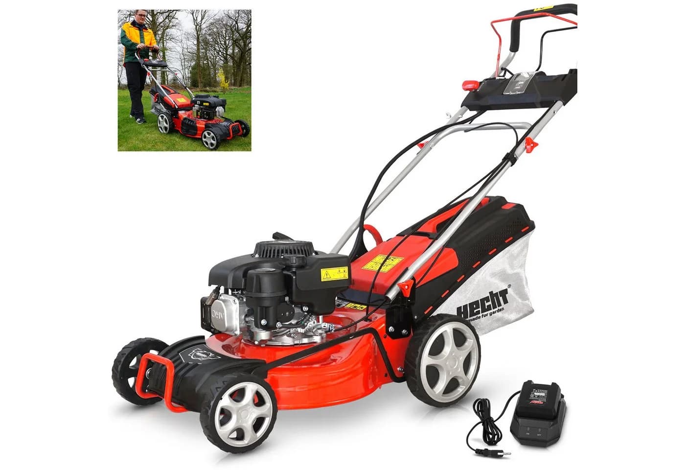Hecht Benzinrasenmäher 547 SWE 5in1 mit Elektrostart Radantrieb Mulchkit 46 cm Schnittbreite 3,7 PS - Bild 2