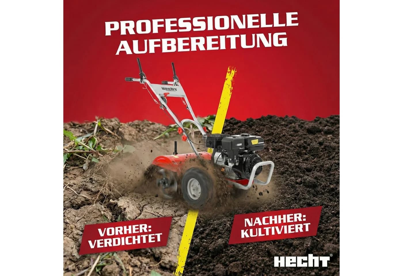 Hecht Benzinmotorhacke 750 Gartenfräse 50 cm Arbeitsbreite Stahlgehäuse - Bild 3
