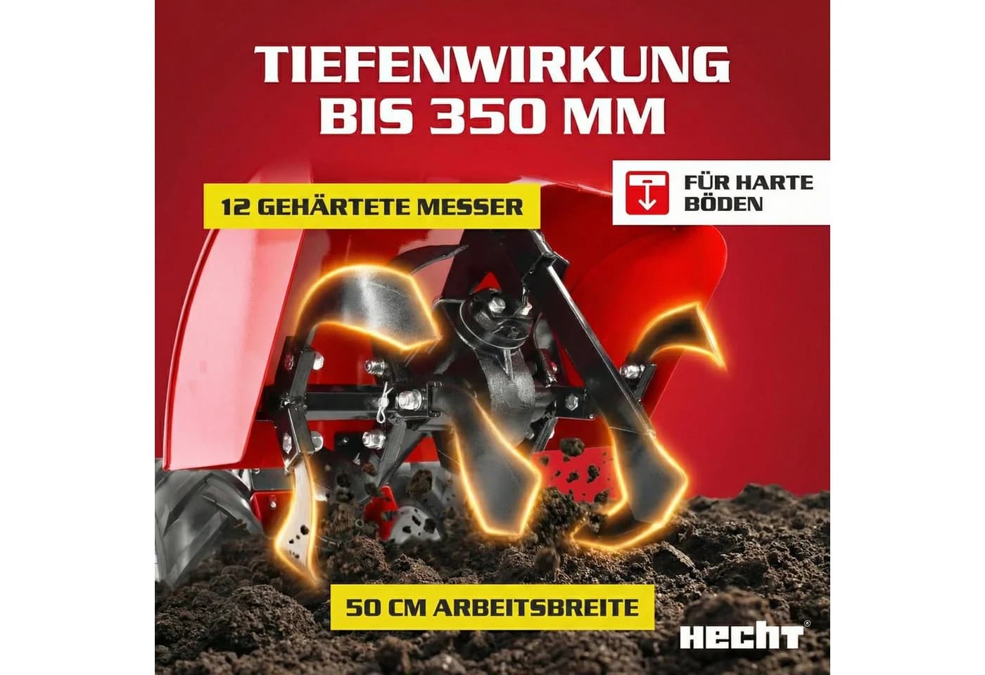Hecht Benzinmotorhacke 750 Gartenfräse 50 cm Arbeitsbreite Stahlgehäuse - Bild 5