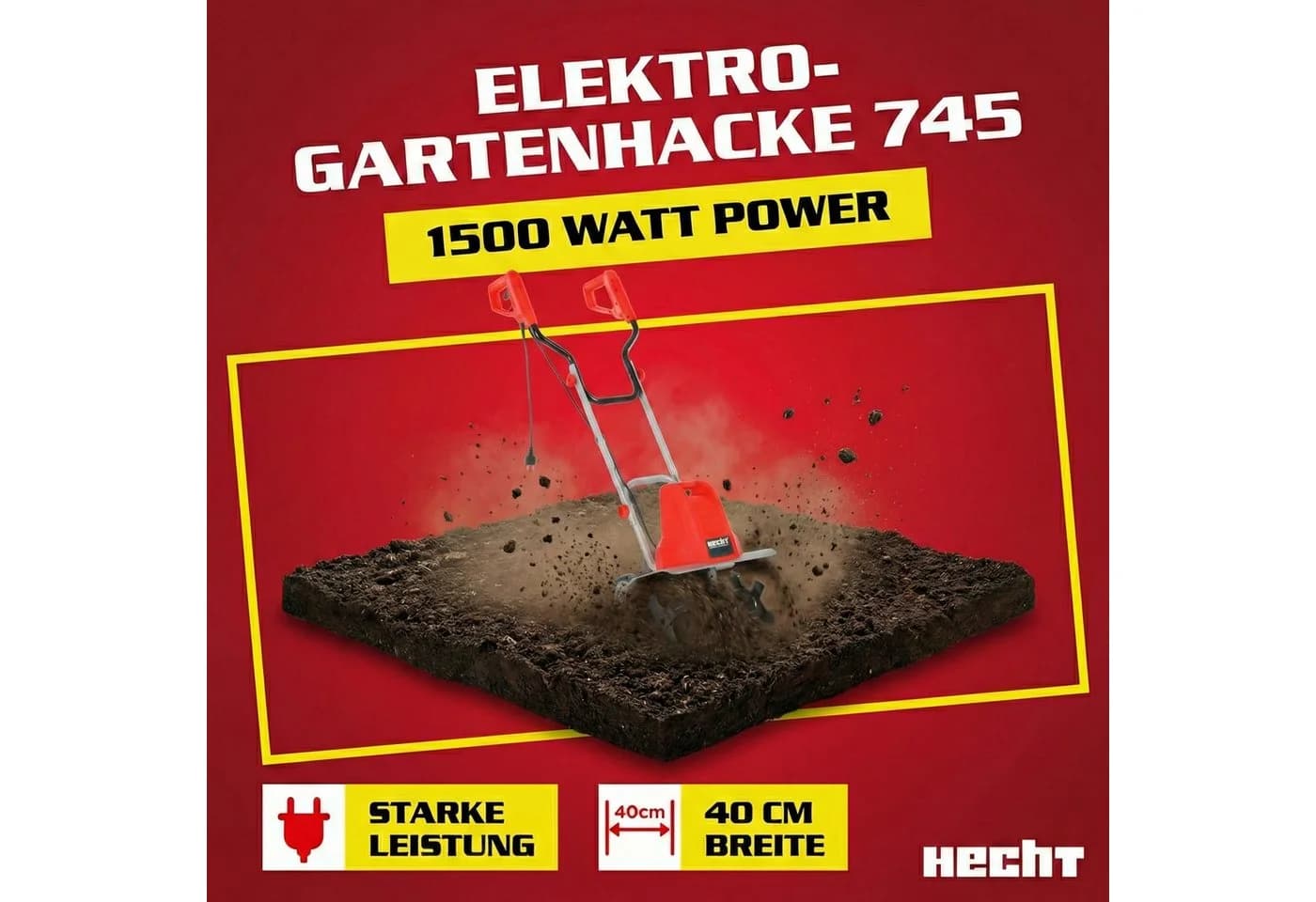 Hecht 745 Elektro-Gartenhacke 1500 W 24 Messer Motorfräse