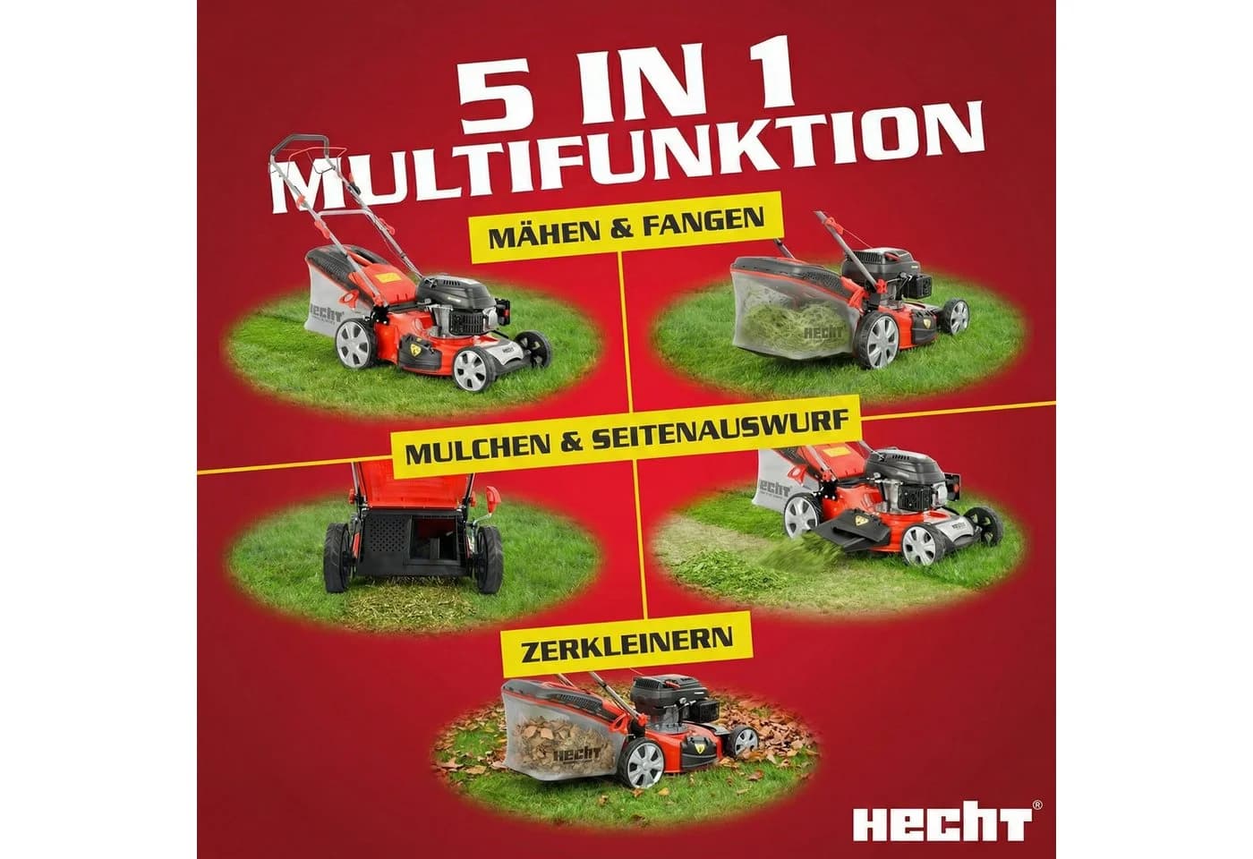 Hecht Benzinrasenmäher 551 SX 5in1 mit Radantrieb Stahlgehäuse - Bild 4