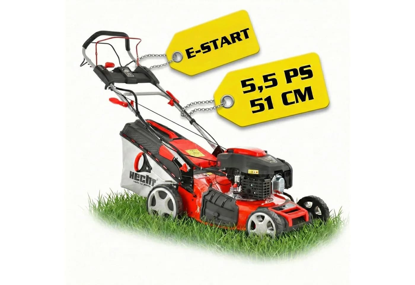 Hecht Benzinrasenmäher 551 SXE mit Radantrieb, 51 cm Schnittbreite, 5,5 PS, 5-in-1, 65L Fangkorb, Mulchkit - Bild 2