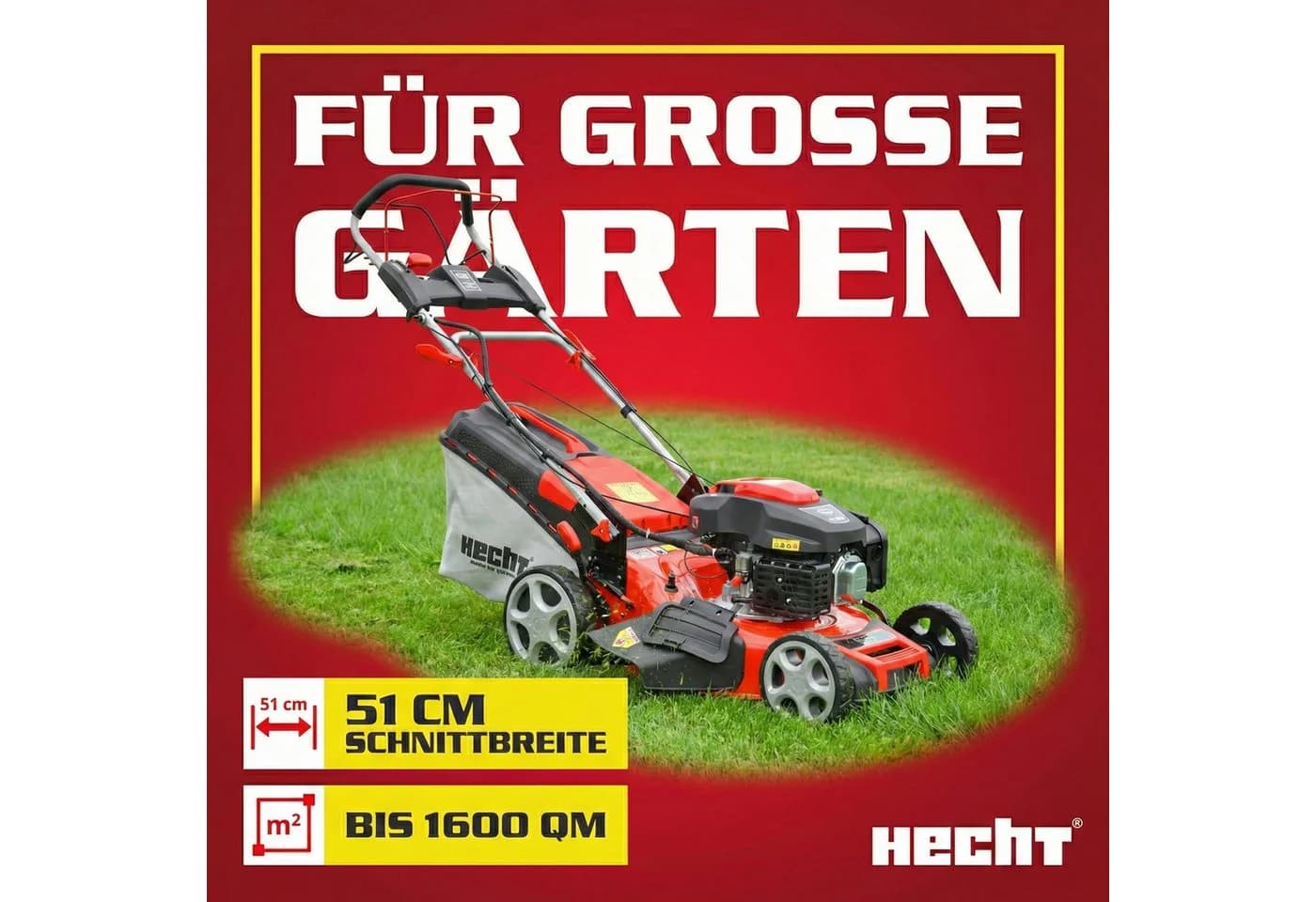Hecht Benzinrasenmäher 551 SXE mit Radantrieb, 51 cm Schnittbreite, 5,5 PS, 5-in-1, 65L Fangkorb, Mulchkit - Bild 5