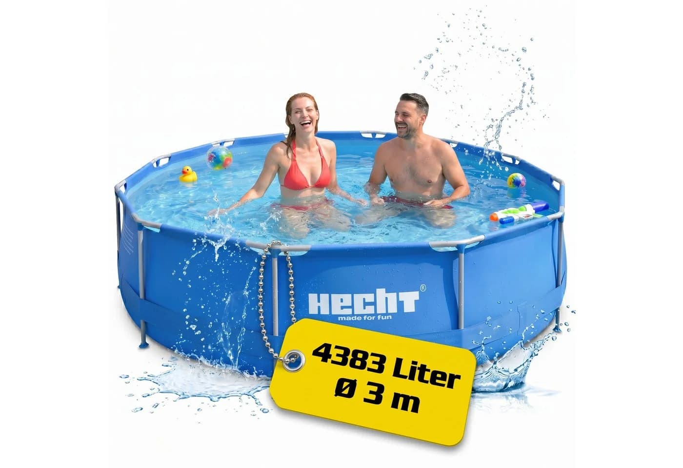 Hecht Stahlrohrpool Rund 300cm Blau UV-beständig - Bild 2