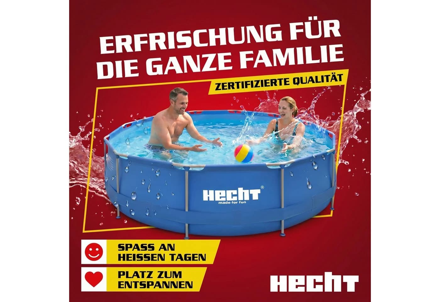 Hecht Stahlrohrpool Rund 300cm Blau UV-beständig - Bild 3