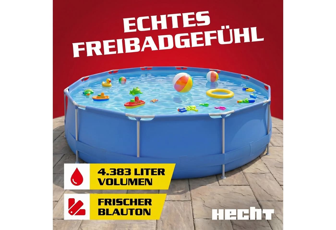Hecht Stahlrohrpool Rund 300cm Blau UV-beständig - Bild 5