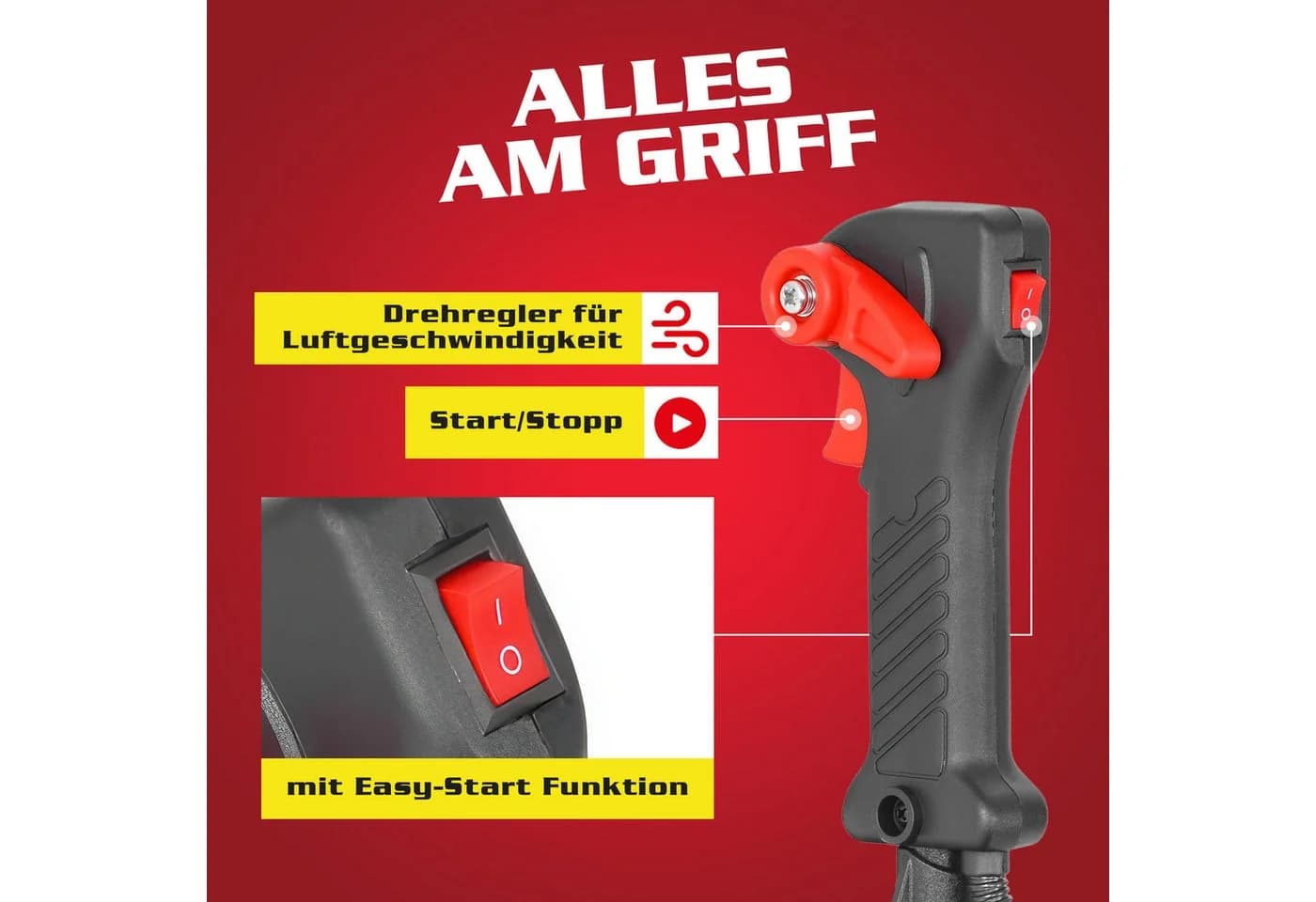 Hecht Benzin-Rückenlaubbläser 1,7PS 900m³/h Rot - Bild 5