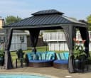 PURPLE LEAF Pavillon Alu mit Hardtop Dach Grau Winterfest Bild 1