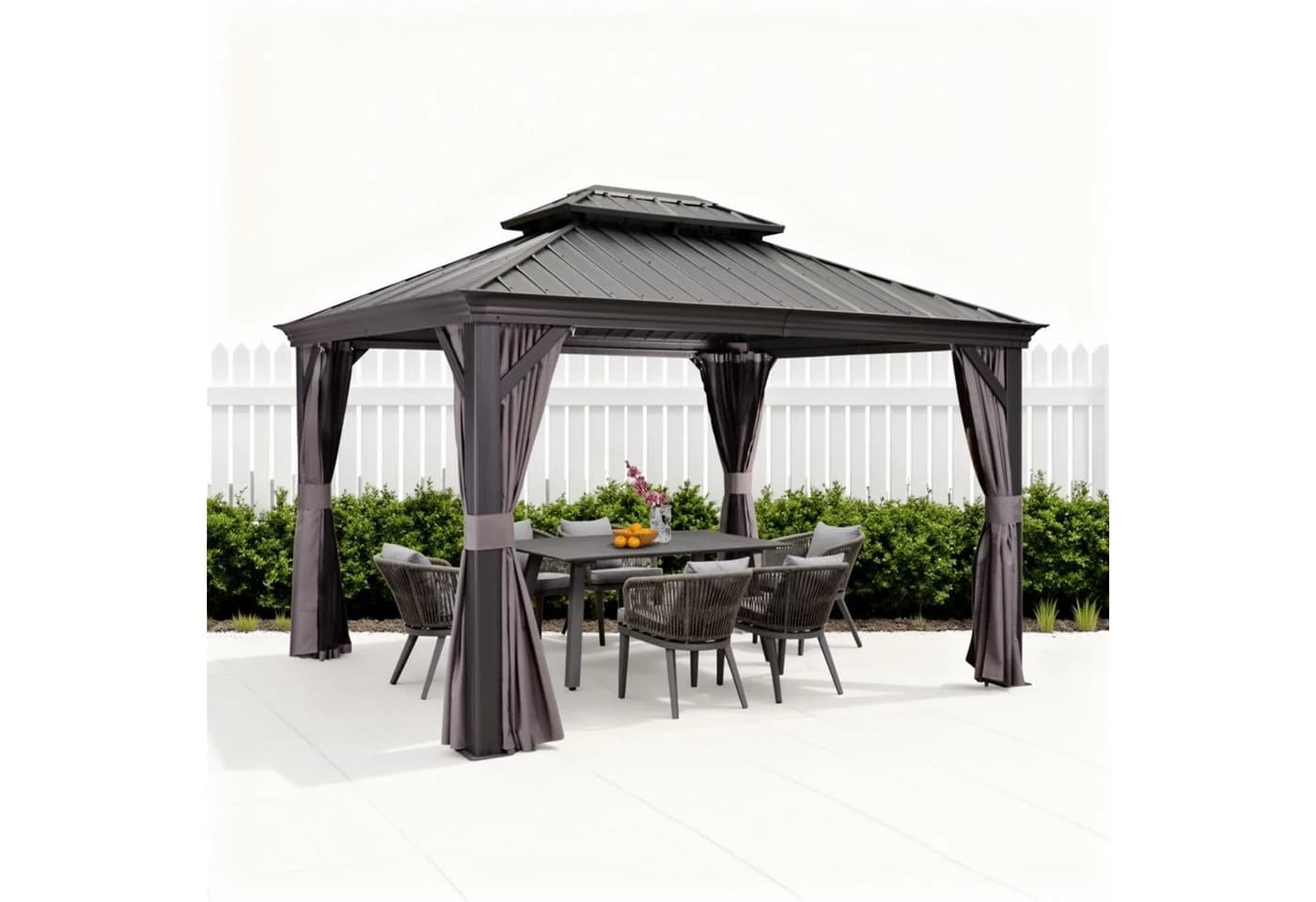 PURPLE LEAF Pavillon Alu mit Hardtop Dach Grau Winterfest - Bild 2