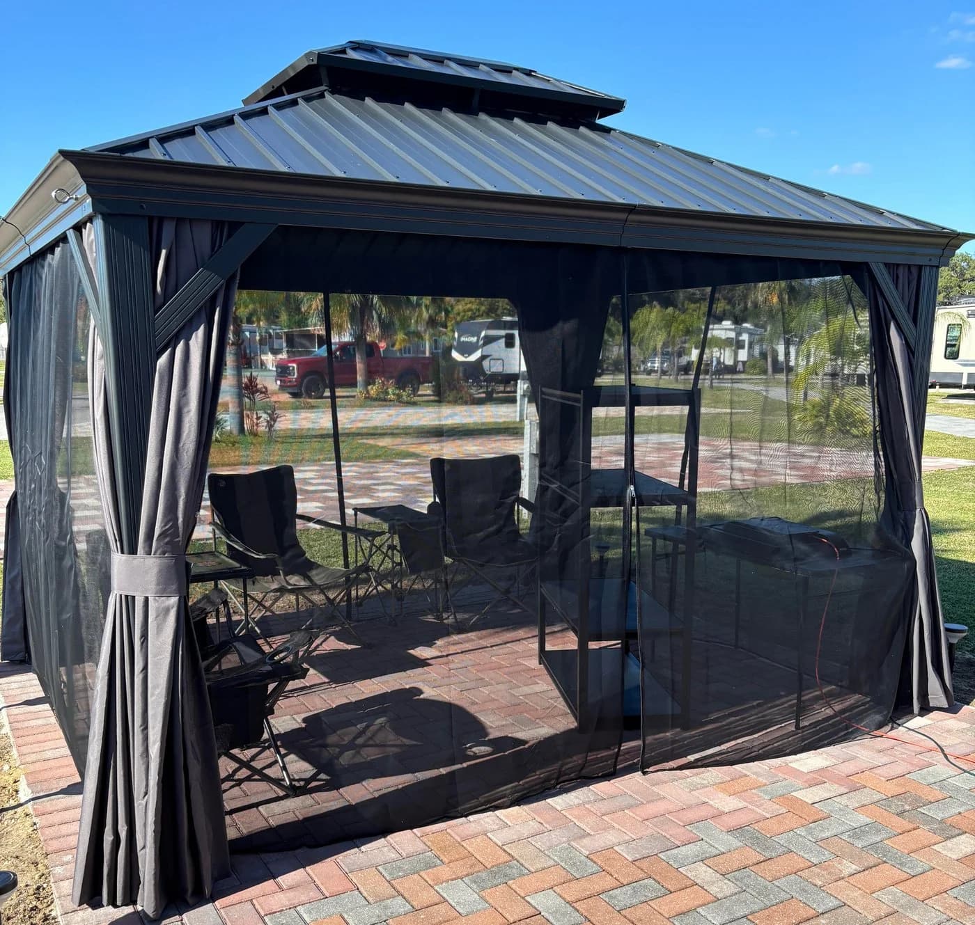 PURPLE LEAF Pavillon Alu mit Hardtop Dach Grau Winterfest - Bild 3