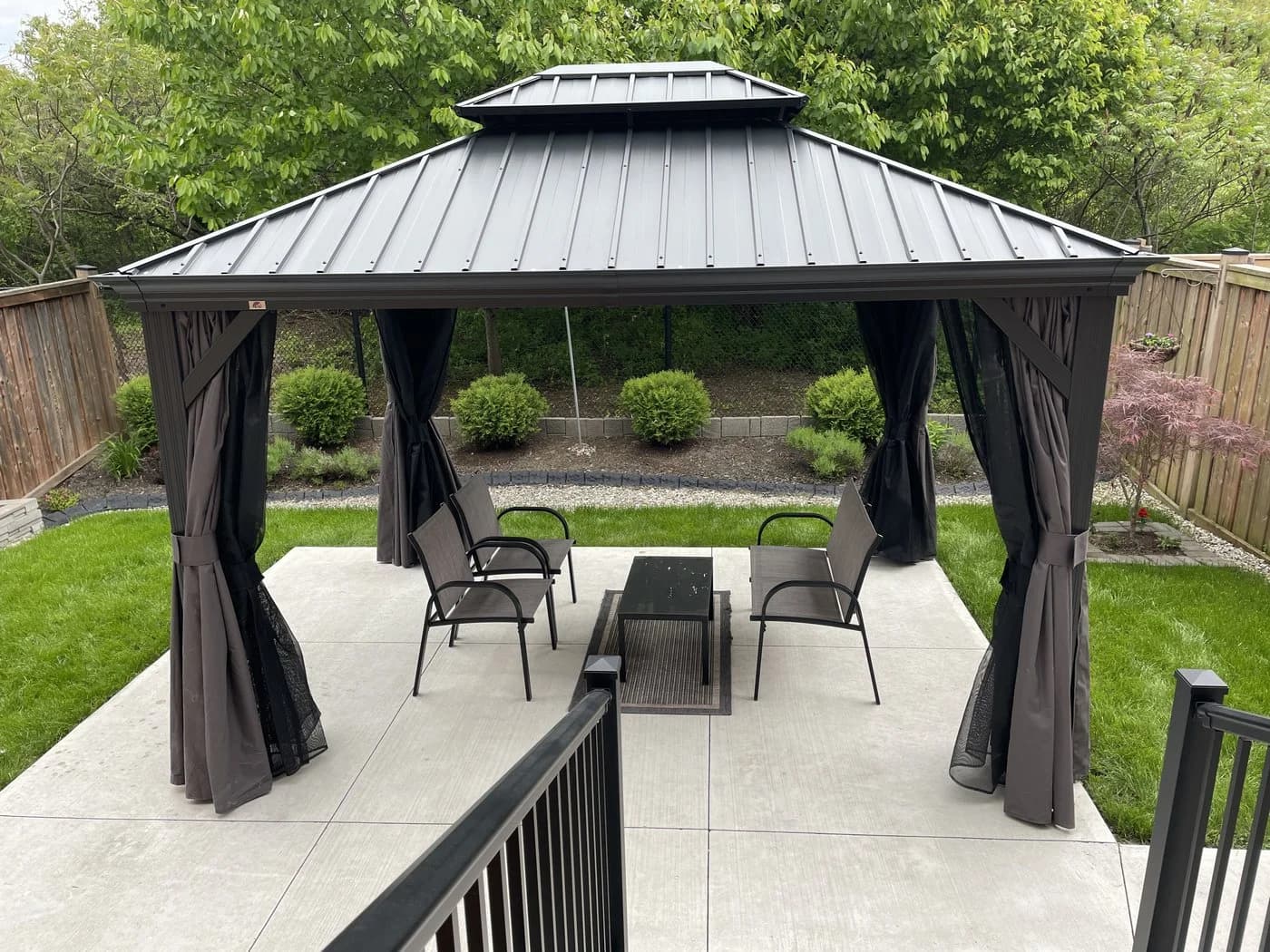 PURPLE LEAF Pavillon Alu mit Hardtop Dach Grau Winterfest - Bild 4