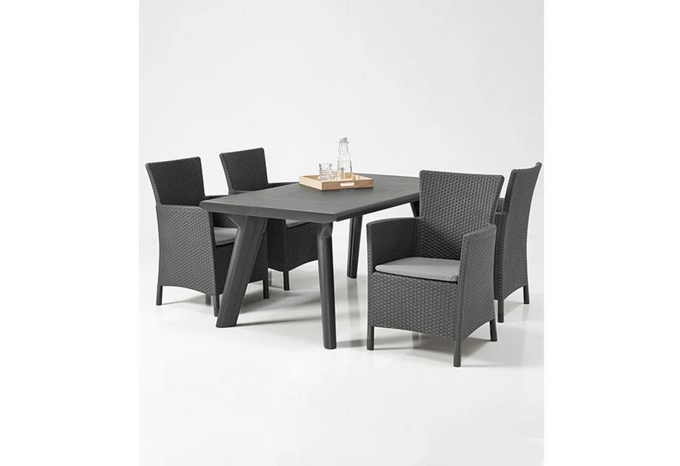 Keter Gartenstuhl Iowa Graphit Kunststoff Rattan-Optik mit Kissen - Bild 3