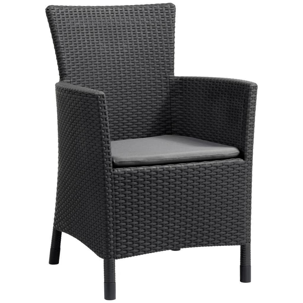 Keter Gartenstuhl Iowa Graphit Kunststoff Rattan-Optik mit Kissen - Bild 5