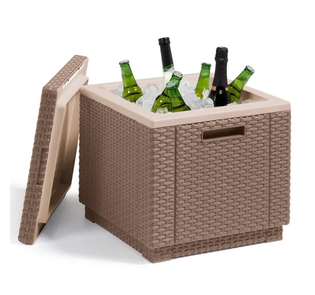 Allibert Gartenbox Kühlbox Ice Cube Cappuccino Rattan-Optik