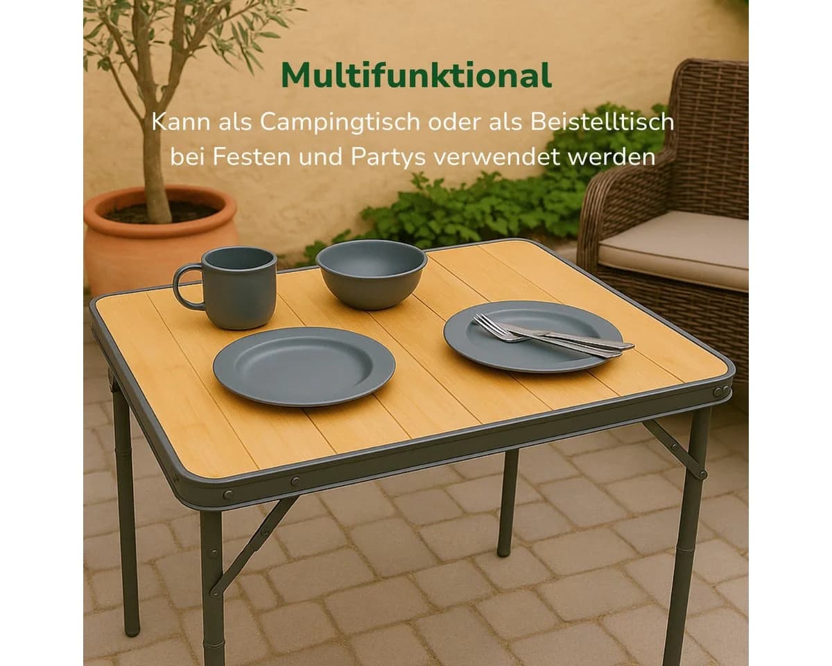 Camp Active Klappbarer Campingtisch Bambus Aluminium - Bild 4