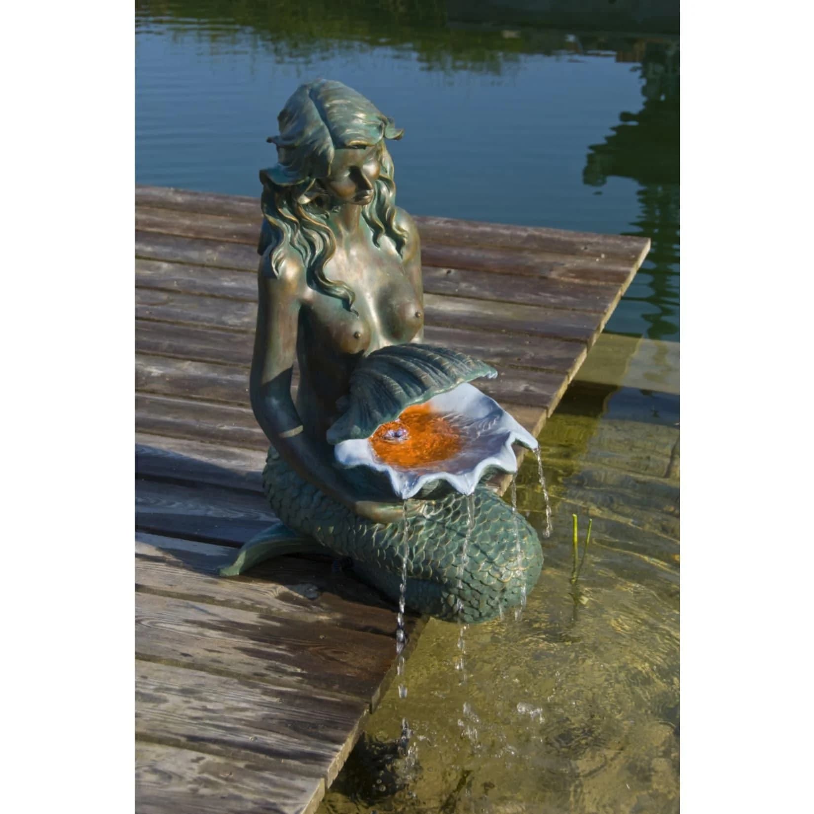 Ubbink Teichfigur Wasserspiel Meerjungfrau Oslo Set Bronzeoptik