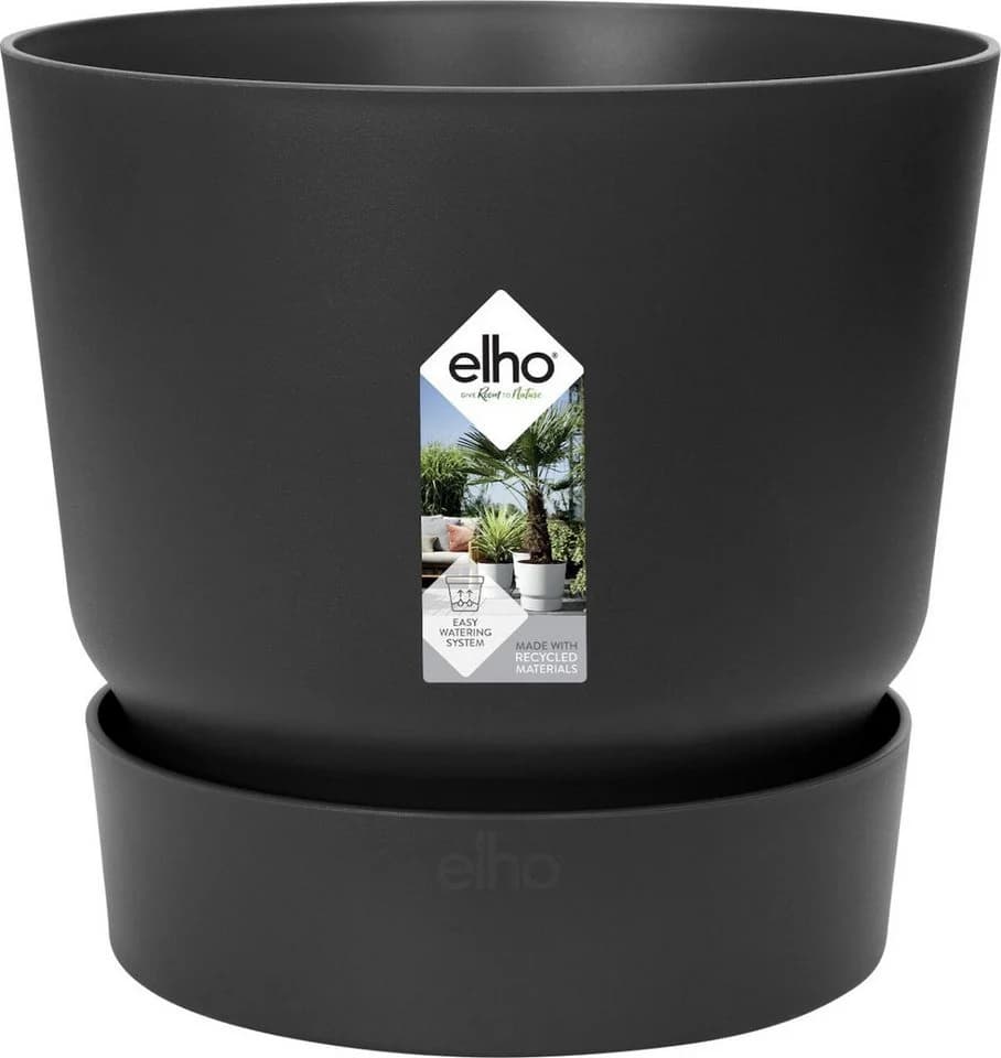 Elho Blumentopf Greenville Schwarz Recyceltes Material