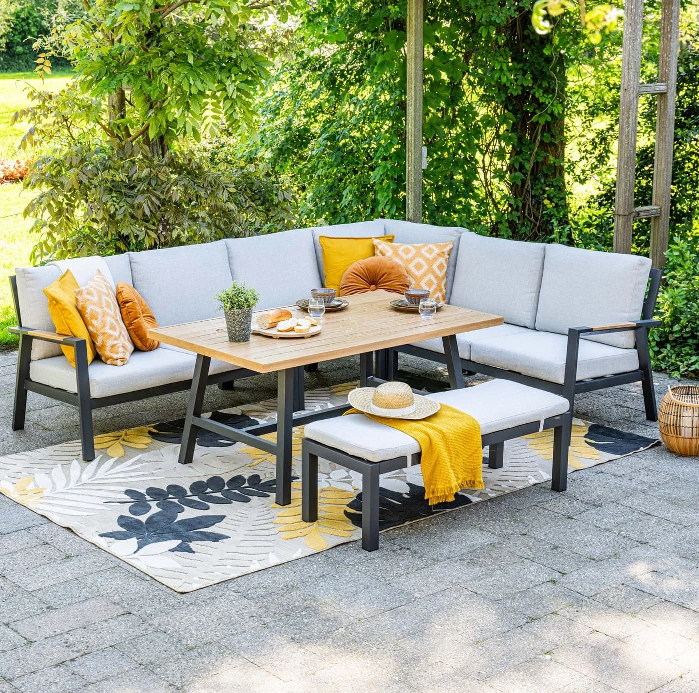 Garden Impressions Gartenlounge-Set Elati 5-tlg. Aluminium Teak-Look Grau/Braun - Bild 2