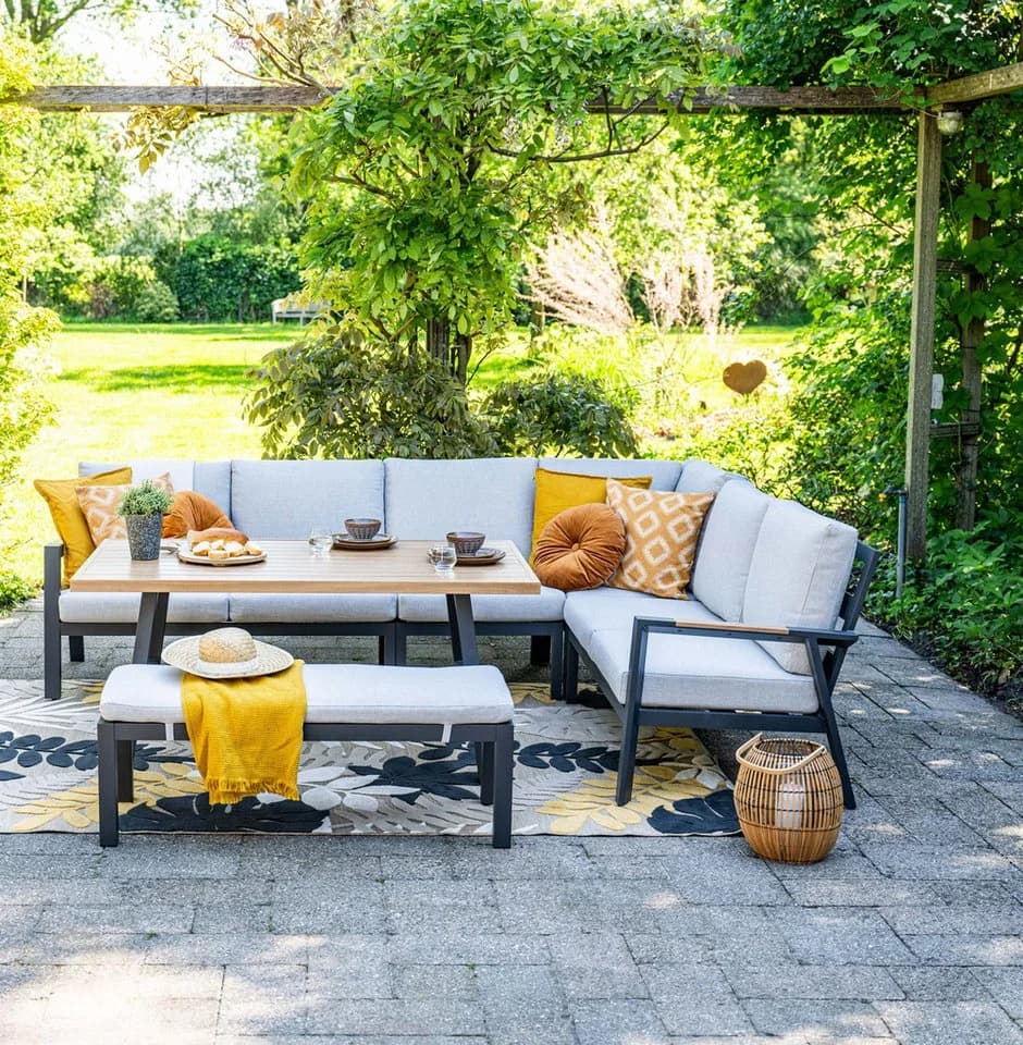 Garden Impressions Gartenlounge-Set Elati 5-tlg. Aluminium Teak-Look Grau/Braun - Bild 5