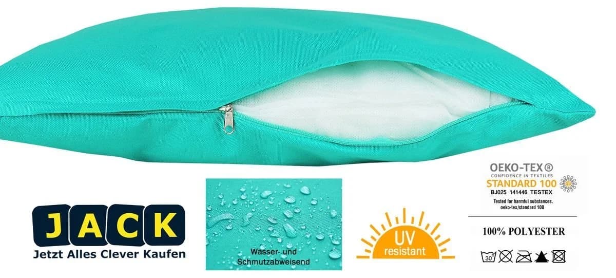 JACK Outdoor Lounge Kissen 30x50cm Aqua Wasserfest UV-Resistent - Bild 3