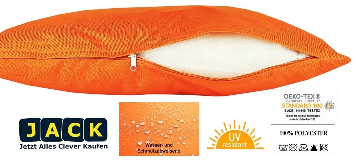 JACK Outdoor Lounge Kissen 30x50cm Orange Wasserfest - Bild 3