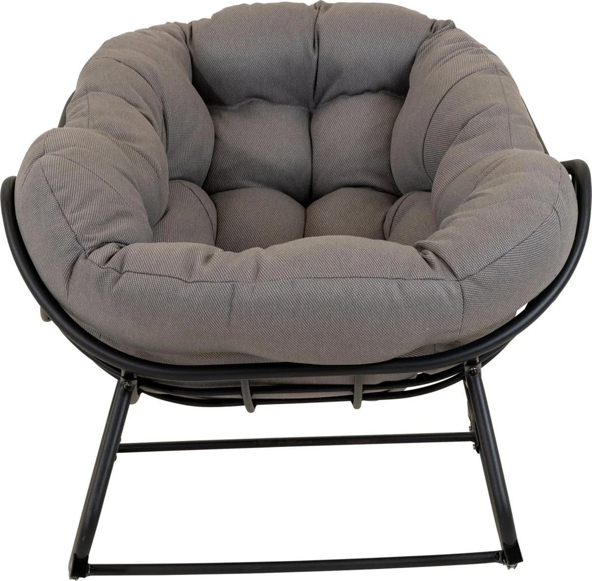 Lesli Living Schaukelstuhl Grau Schwarz Aluminium Gartenstuhl