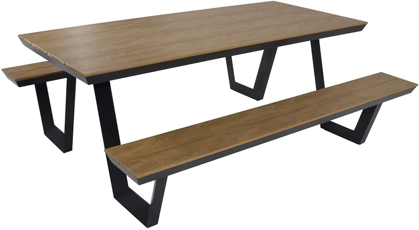 Lesli Living Bierzeltgarnitur Arezzo 200cm Anthrazit/Teak-Optik - Bild 3
