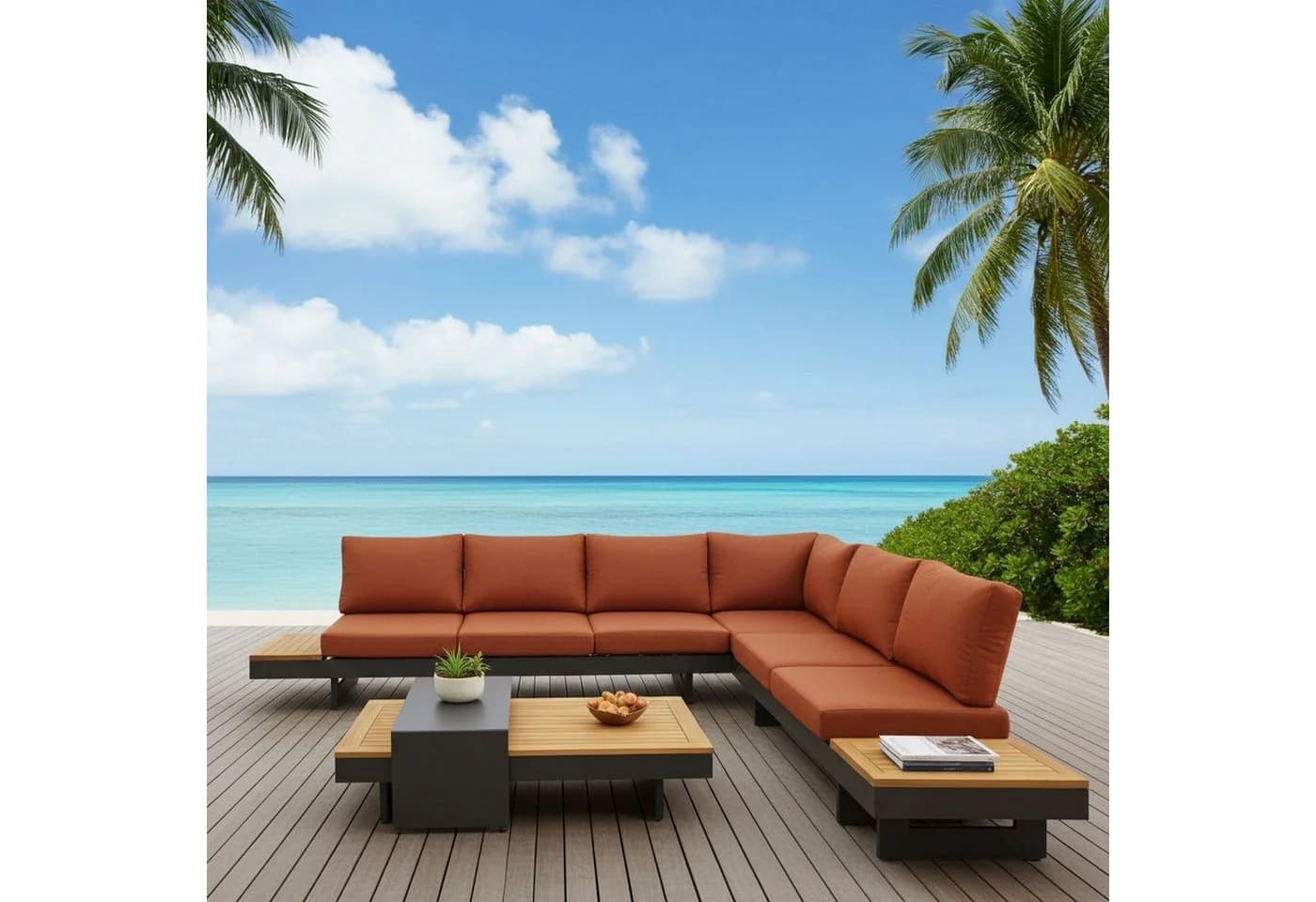 Lesli Living Gartenlounge-Set Barbados Terra Aluminium Teak