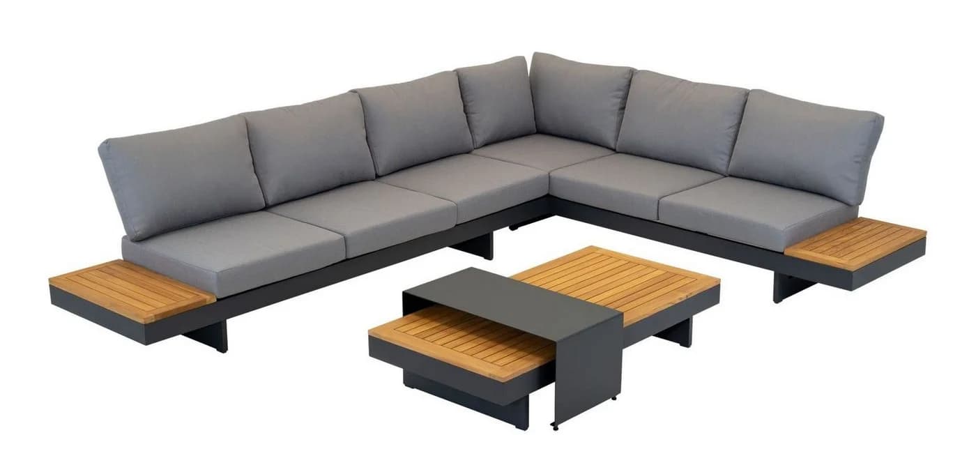 Lesli Living Gartenlounge-Set Barbados Stone 4-tlg. Anthrazit Grau