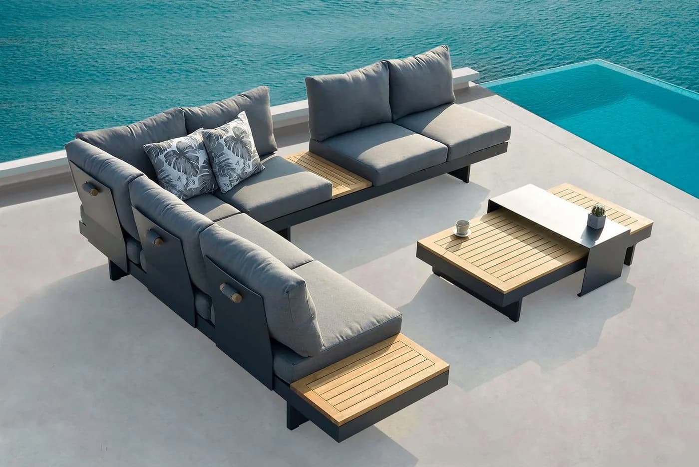 Lesli Living Gartenlounge-Set Barbados Stone 4-tlg. Anthrazit Grau - Bild 2