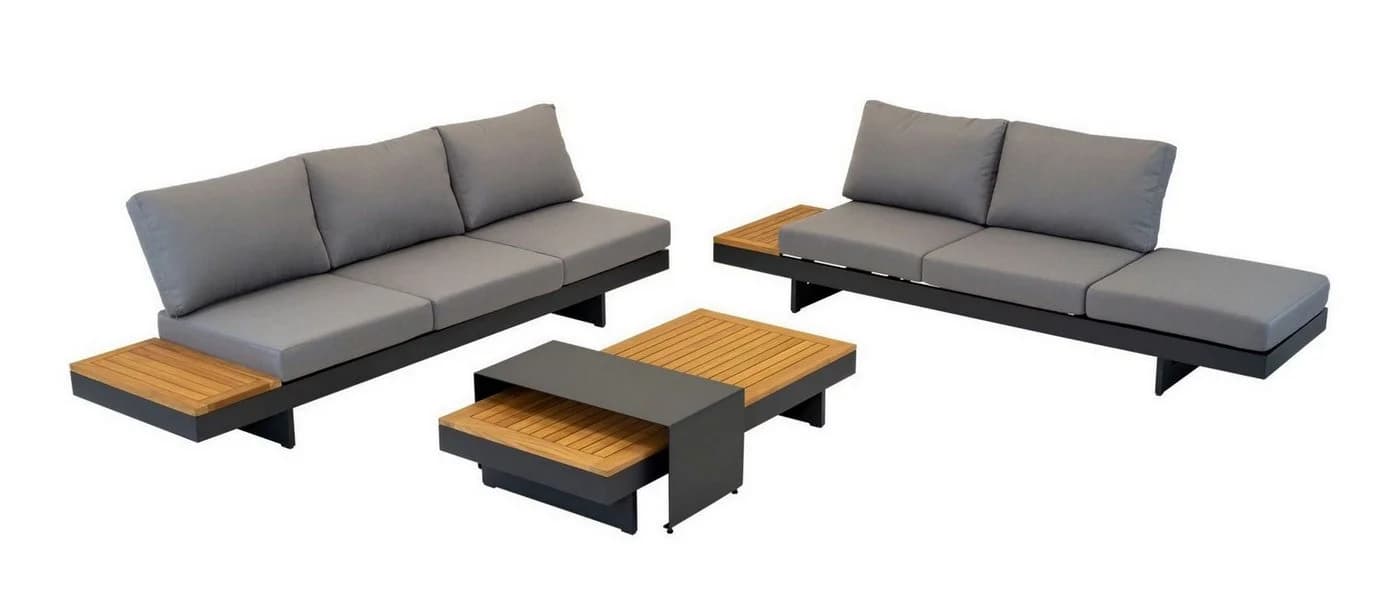 Lesli Living Gartenlounge-Set Barbados Stone 4-tlg. Anthrazit Grau - Bild 4