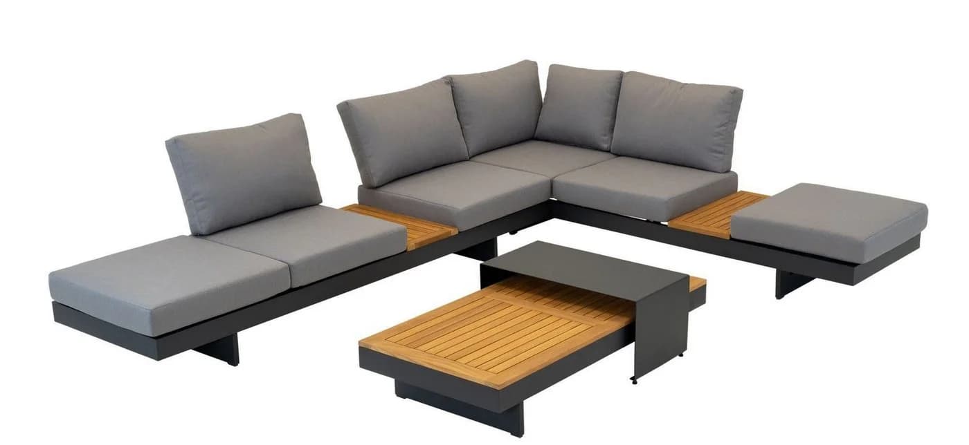 Lesli Living Gartenlounge-Set Barbados Stone 4-tlg. Anthrazit Grau - Bild 5