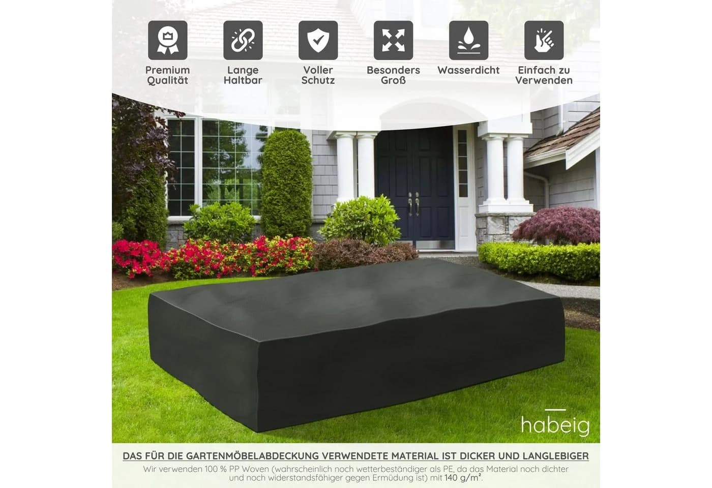 habeig Gartenmöbel-Schutzhülle XXL Wasserdicht Premium - Bild 4