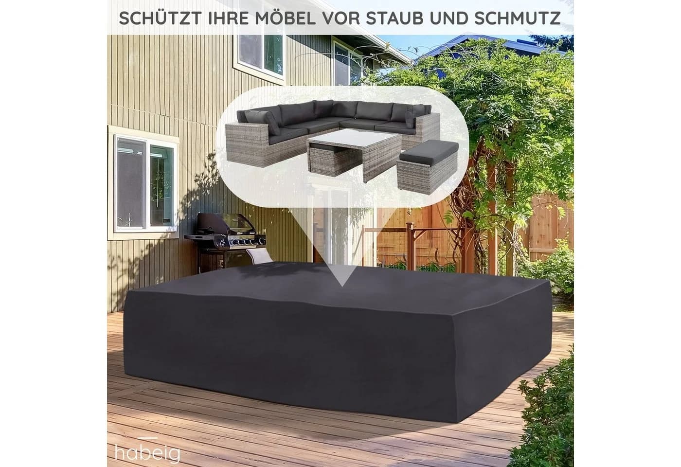 habeig Gartenmöbel-Schutzhülle XXL Wasserdicht Premium - Bild 5