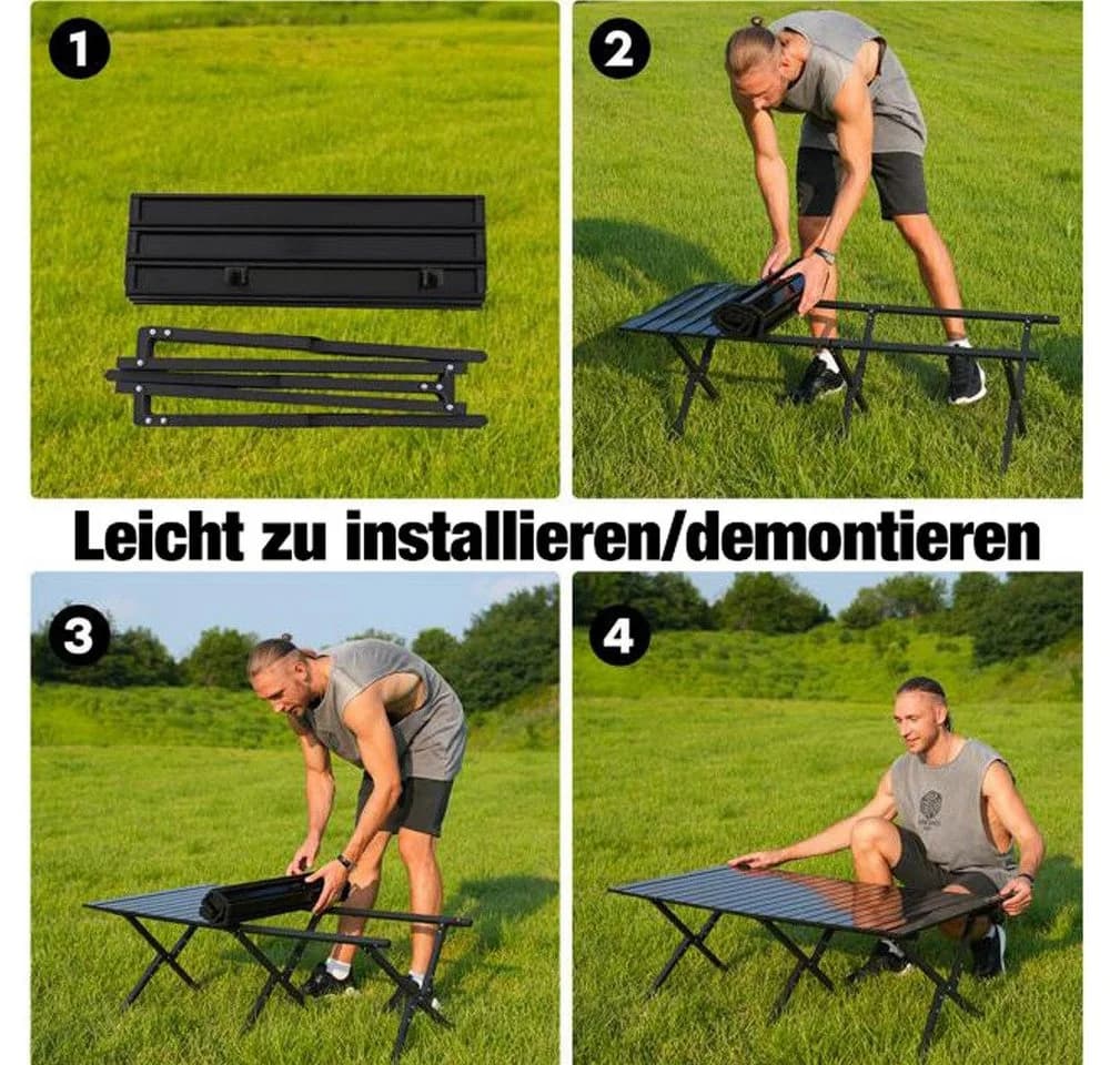 CITYSPORTS Falttisch Camping Schwarz Klappbar 120x60cm - Bild 3