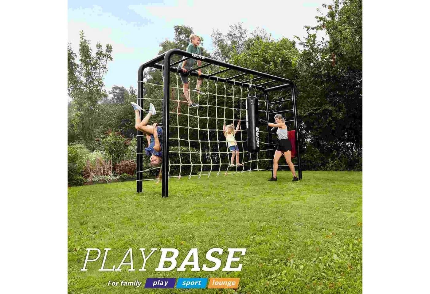 Berg PlayBase M Klettergerüst mit Reckstange, Leiter & 2 Holzschaukeln Schwarz - Bild 5
