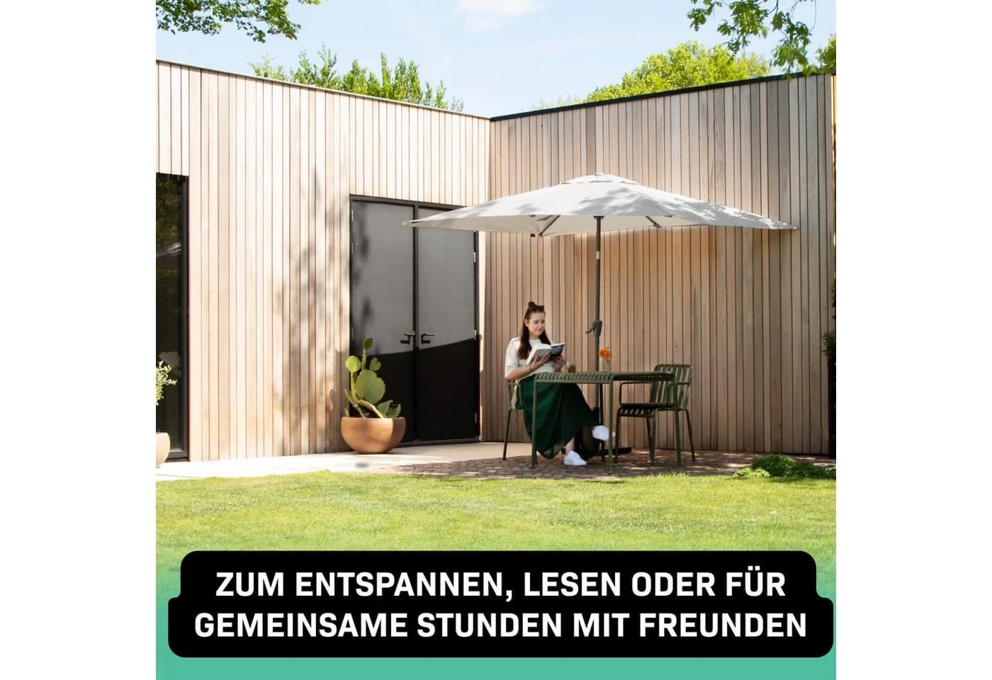 VONROC Sonnenschirm rechteckig Schwarz Kurbelmechanismus - Bild 3