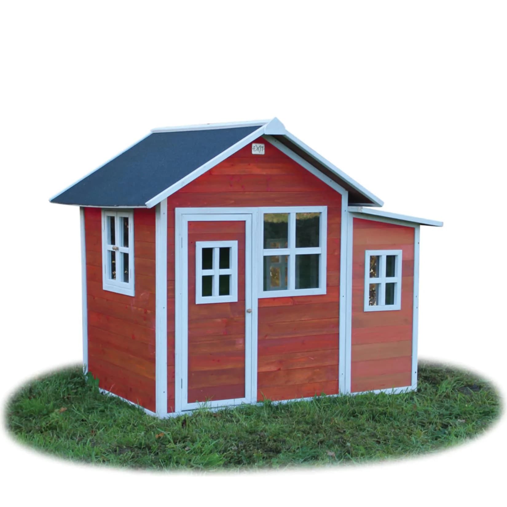 EXIT Loft 150 Holzspielhaus rot mit flexiblem Anbau
