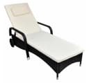 vidaXL Gartenliege Poly Rattan Schwarz mit Polster & Rollen Bild 2