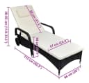 vidaXL Gartenliege Poly Rattan Schwarz mit Polster & Rollen Bild 4