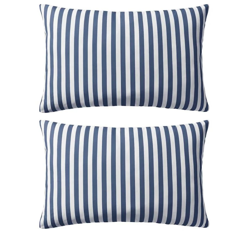 vidaXL Zierkissen Gartenkissen 2 Stk. Streifenmuster Marineblau - Bild 2