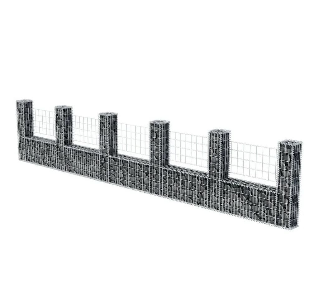 vidaXL Gabionenkorb U-Form Stahl Silber 570x20x100 cm - Bild 3