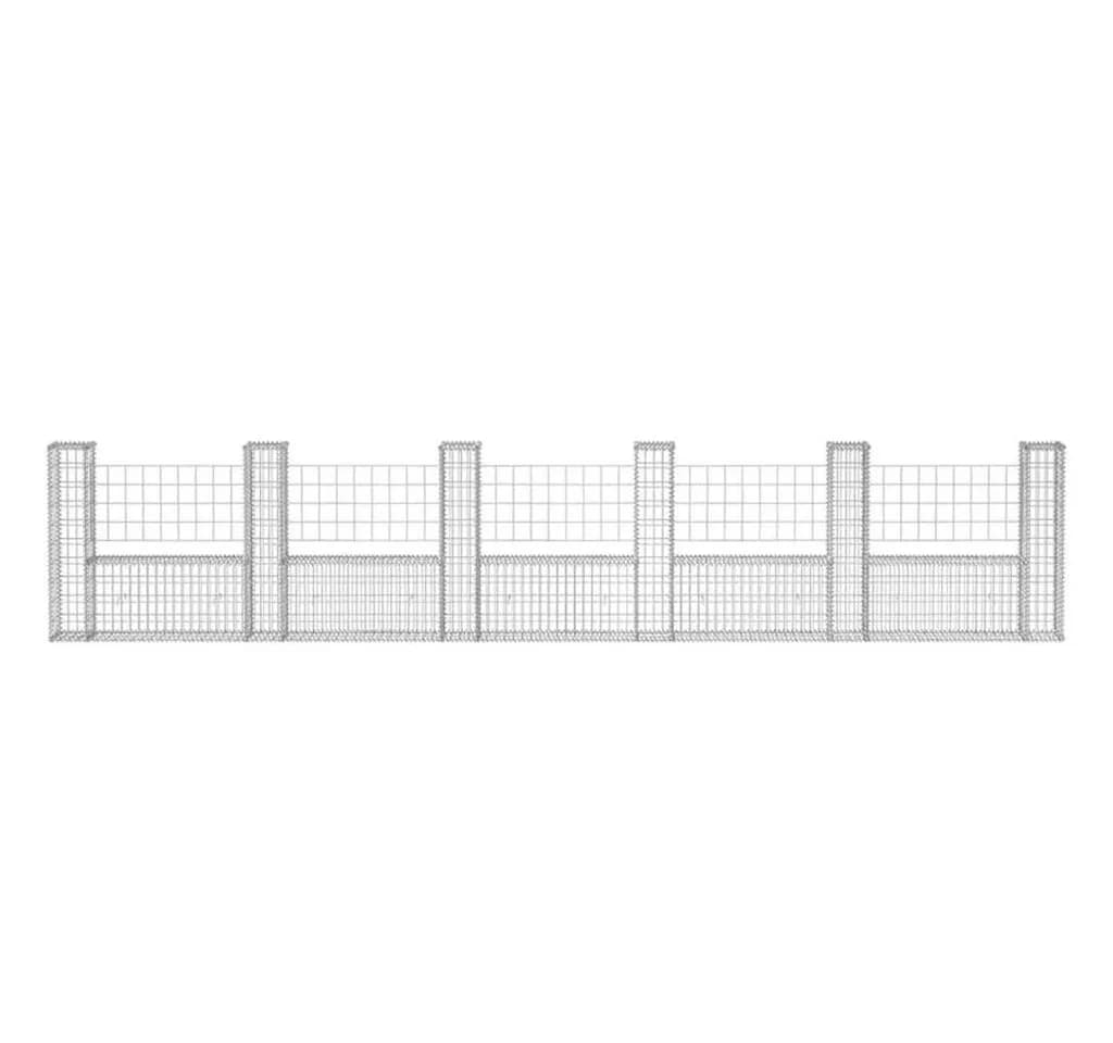 vidaXL Gabionenkorb U-Form Stahl Silber 570x20x100 cm - Bild 4
