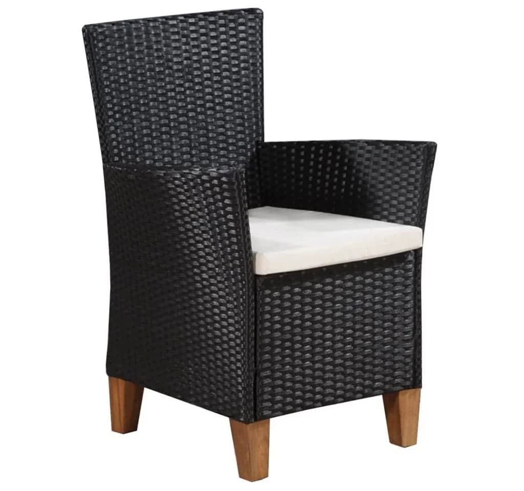 vidaXL Garten-Essgruppe 7-tlg. Poly Rattan Schwarz Braun - Bild 5