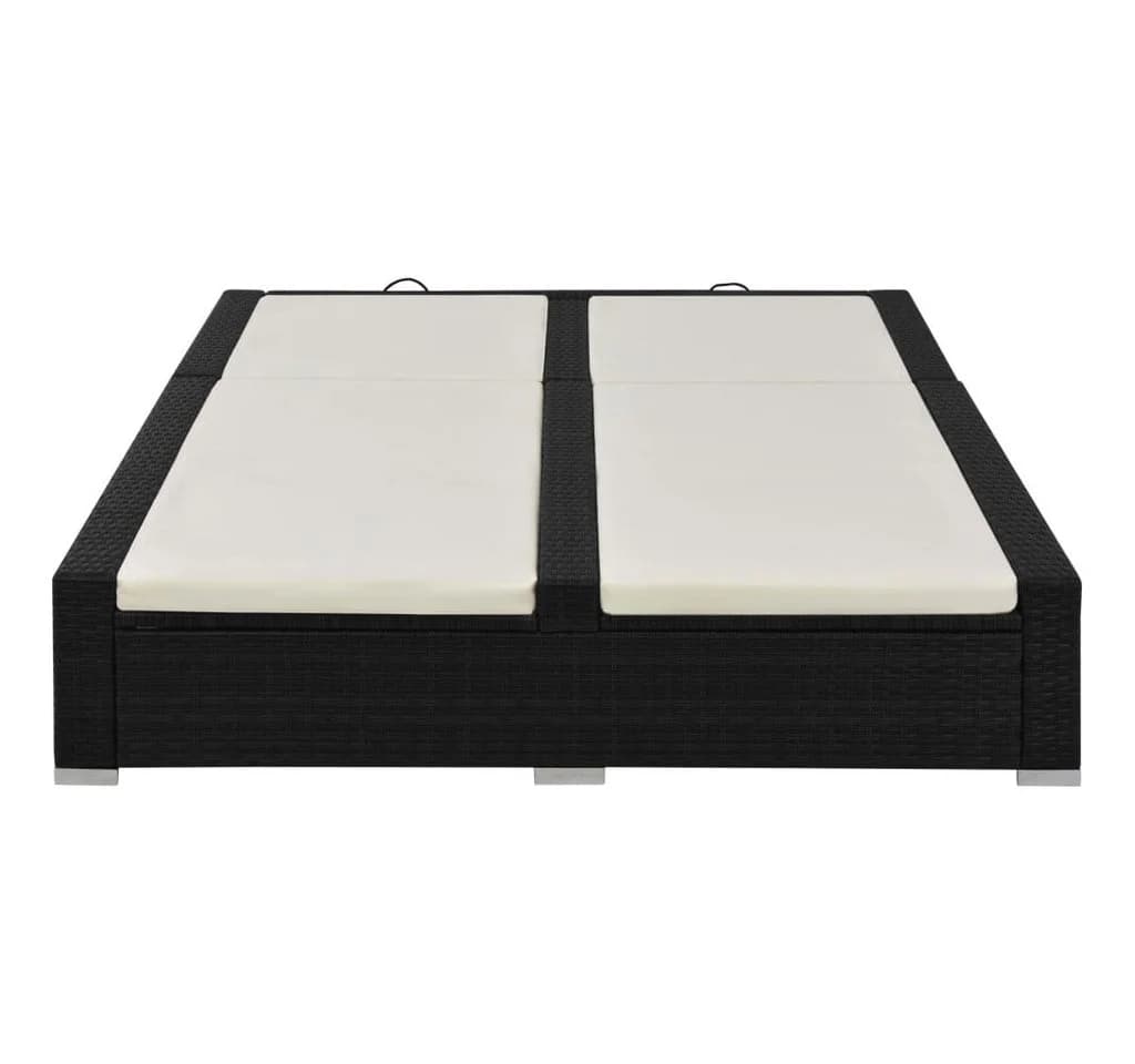 vidaXL Doppel-Sonnenliege Poly Rattan Schwarz mit verstellbarer Lehne