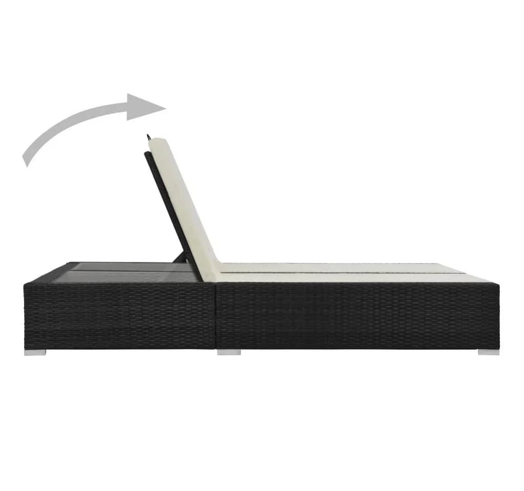 vidaXL Doppel-Sonnenliege Poly Rattan Schwarz mit verstellbarer Lehne - Bild 3